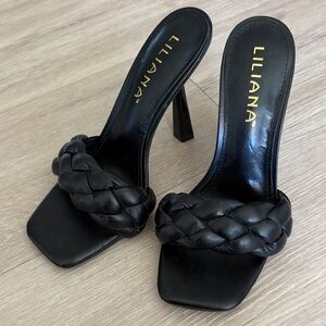 Liliana Elegant Black Braided Heels
